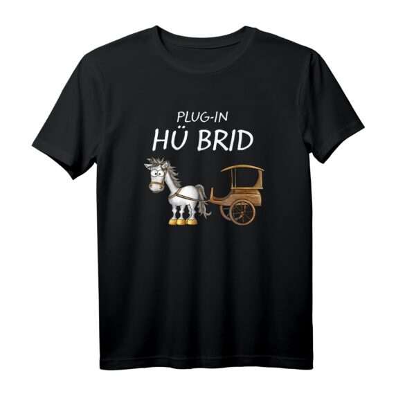 Lustiges Hybrid Plug-in Auto Pferd Wortspiel T-Shirt - Humorvolles Pferdemotiv für Pferdefans und umweltbewusste Autofahrer