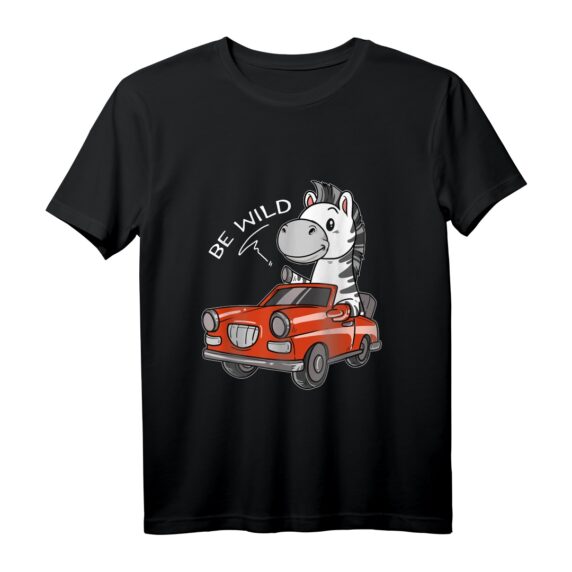 Lustiges Zebra Auto T-Shirt - Wilder Fahrer mit Pferd und Zebra Motiv, Humorvolles Geschenk für Tier- und Autoenthusiasten