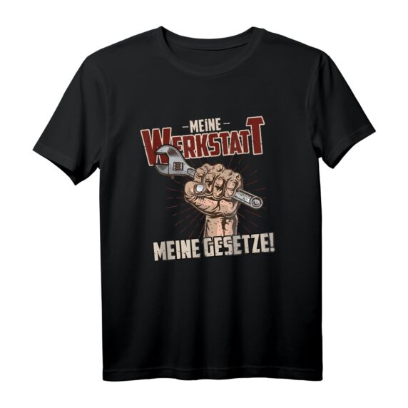 Meine Werkstatt Meine Gesetze KFZ Mechatroniker & Handwerker T-Shirt  Lustige Geschenkidee für Auto Liebhaber, Papa, Opa & Freunde zu Weihnachten & Geburtstag