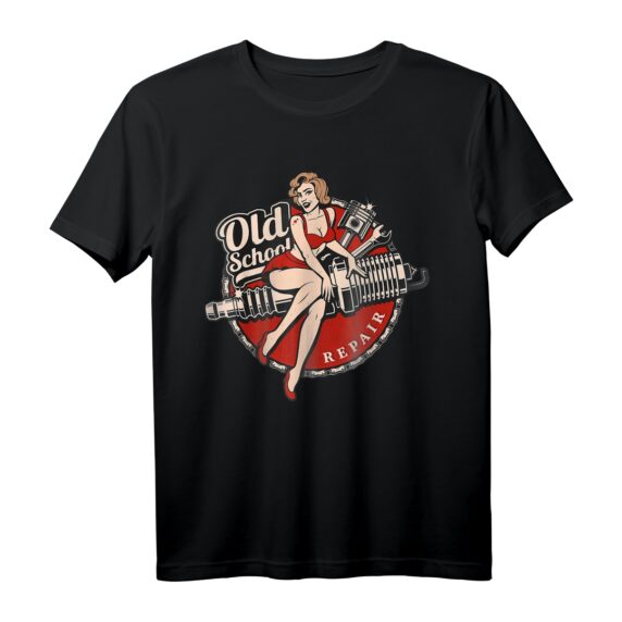 Oldschool Repair PinUp Girl Zündkerze Hotrod US-Car Service T-Shirt - Vintage Muscle & Classic American Car Geschenk für Hotrod, V8 & Rat-Rod Fans