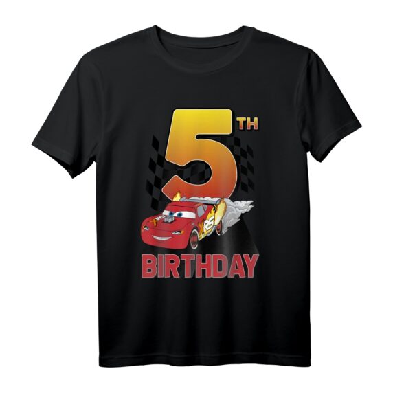 Pixar Cars Lightning McQueen 5. Geburtstag Peel Out T-Shirt  Officially Licensed Kinder T-Shirt für den Kindergeburtstag