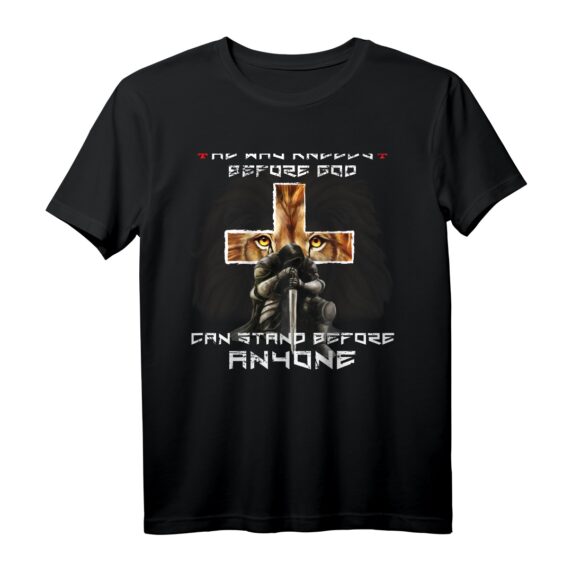 Prayer Warrior Lion Judah Grafik Christliches T-Shirt mit Kreuz - Inspirierendes Geschenk für Christen zu Ostern, Weihnachten, Taufen und Geburtstagen