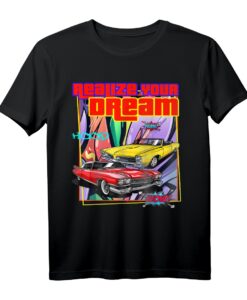 Realize Your Dream Cars Retro Hood T-Shirt  Vintage Motorsport & Tuning Design für Auto Fans, Gamer & Old School Enthusiasten