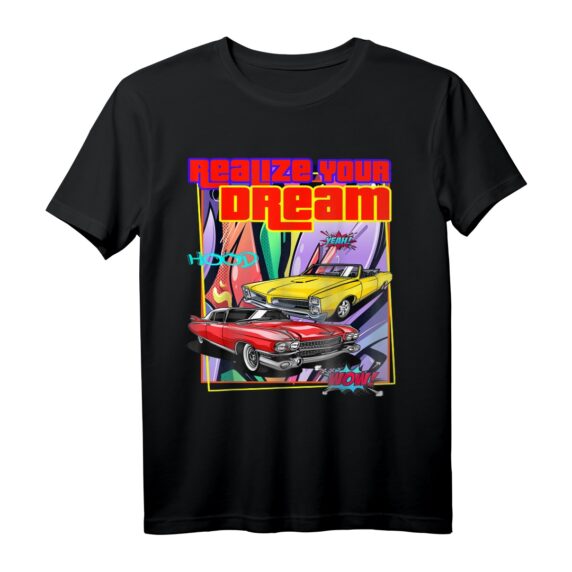 Realize Your Dream Cars Retro Hood T-Shirt  Vintage Motorsport & Tuning Design für Auto Fans, Gamer & Old School Enthusiasten