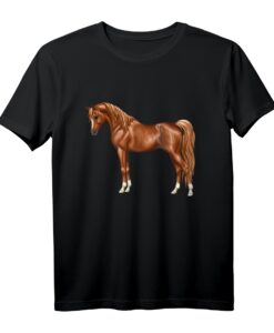Schönes Rotfuchs Arabisches Pferd T-Shirt - Klassisch geschnitten, doppelt genähter Saum, perfekt für Tierliebhaber und Reitsportfans