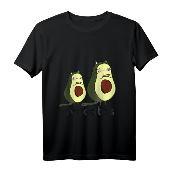 Süßes Avocado T-Shirt mit Katze  Perfekte Geschenkidee für Vegetarier, Veganer & Katzenliebhaber