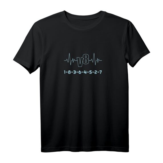 V8 Herzschlag Design T-Shirt für Achtzylinder Autofans  Perfekt für V8 Liebhaber, Tuning & Motorsport