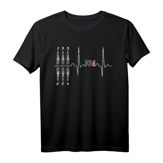 VR6 Turbo Motor Heartbeat T-Shirt - 6 Zylinder Zündreihenfolge für Tuner, Schrauber & Motorsportfans als Geschenk für Tuningtreffen & Motorsport